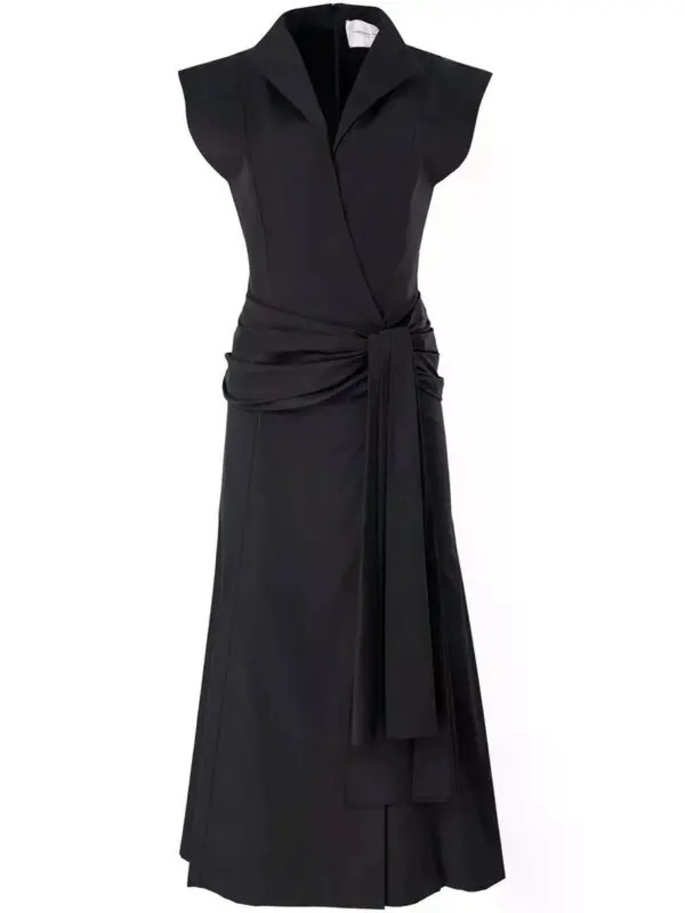 Carolina Herrera Black Wrap Style Midi Dress - Picture 3 of 11